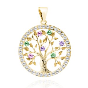 Pandantiv argint placat cu aur galben Copacul Vietii cu pietre colorate DiAmanti Z1783CG_MU-DIA (Argint 925‰ 3,3 g.)